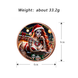 1oz .999 Reines Kupfermünze Weihnachts-Zuckerschädel Catrina Farbige Gedenkmünze Mexikanischer Adler Souvenir Metallmünze - Product Image 4