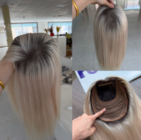 Perruque en Soie pour Femme, Effet Cuir Chevelu, 16 Pouces, Cheveux Humains, Clip-in, Expédition Mondiale, T7/Blanc