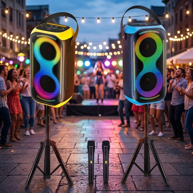 Party Box LED Flame Lamp Portable Speaker With Pull-Handle Waterproof Ultra-Large Power Karaoke Party 120 Square Dance Speakers