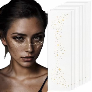 Adesivi per il Viso con Puntini Metallici Personalizzati, Tatuaggio Temporaneo Realistico a Lunga Durata, Impermeabile, per Trucco da Festival - Product Image 1