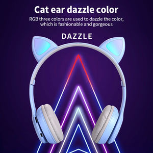 Dernière version Casque sans fil Cat Ear P47 Casque stéréo de jeu stéréo supra-auriculaire avec lumière LED Écouteurs pliables - Product Image 4