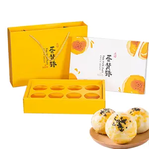 Moon Cake Egg Yolk Crisp Packing Box Dessert Pastry Packing Box Print Transparent 6/8 Hole Packaging Boxes Paper