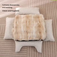 Lit pour animaux de compagnie lavable, lit pour chat, lit pour chien en velours doux, lit pour chat chaud d'hiver, maison pour chat amovible, canapé pour animaux de compagnie, tapis de couchage antidérapant, grand modèle