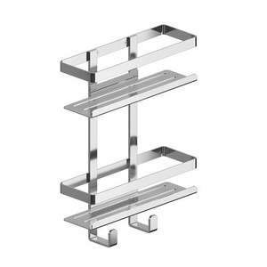 Étagère de rangement pour salle de bain, double panier de douche chromé, largeur 28,8 cm, hauteur 42,2 cm - Product Image 1