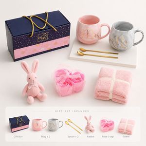 แก้วคู่ลายหินอ่อน, แก้วกาแฟมาร์ค มิลค์, ชุดกล่องของขวัญ, แก้วของที่ระลึกแฮปปี้ช็อปพร้อมช้อน - Product Image 2