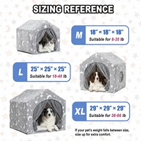 Lit-tente chaud et fermé pour chats et petits chiens, nid douillet en flanelle double couche avec boucle en bois, installation en 3 secondes