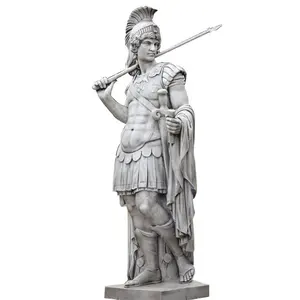 손으로 조각한 장식 장식품, 고대 그리스 전사 조각, 실물 크기의 로마 군인 조각상