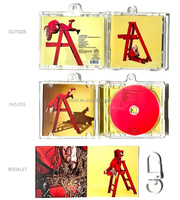 Étui transparent pour mini CD avec puce NFC + 2 feuilles de papier coloré + porte-clés + CD – Cadeau d'affaires