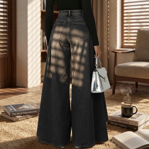 <span class=keywords><strong>Jeans</strong></span> <span class=keywords><strong>Donna</strong></span> Svasati Casual a <span class=keywords><strong>Vita</strong></span> Alta <span class=keywords><strong>in</strong></span> Denim Tinta Unita Stile Vintage Francese Nuova Collezione Autunno 2026 - Ingrosso Boutique - Product Image 2