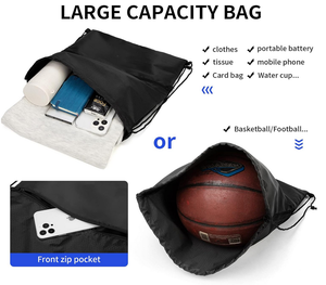 לוגו מותאם אישית מכירות פוליאסטר שרוך תיק ניילון חדר כושר נעלי כדורסל חוף תרמיל גב ספורט - Product Image 5