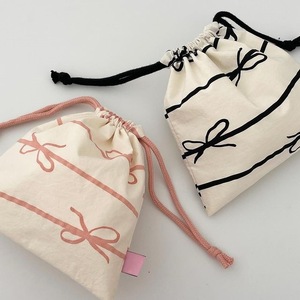 Letter Medium Canvas <b>Drawstring</b> Tote <b>Bag</b> Napkin <b>Makeup</b> Storage Butterfly End Pocket Carrying - Product Image 5