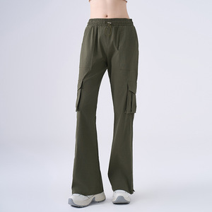 Pantalones Cargo de Pierna Ancha de Secado Rápido para Mujer, Color Gris Claro, con Múltiples Bolsillos, para Fitness, Yoga, Correr, Actividades al Aire Libre, Casuales - Product Image 3