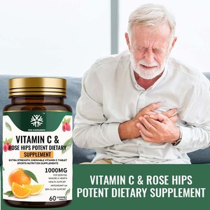 Ekstra güç C vitamini ve gül kalça bağışıklık ve kalp sağlığı desteği için güçlü diyet takviyesi çiğneme C vitamini Tablet - Product Image 6