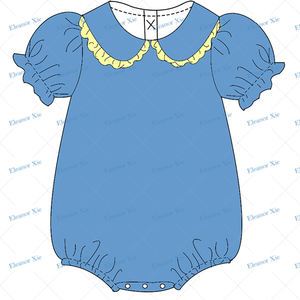 Tutine <span class=keywords><strong>da</strong></span> bambina con maniche corte personalizzate seersucker cotone peter pan collare vestiti neonati - Product Image 6