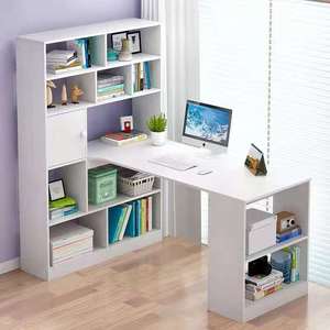 Moderno a buon mercato in legno nero semplice ed economico <span class=keywords><strong>computer</strong></span> scrivania tavolo da studio mobili da ufficio set con libreria - Product Image 6