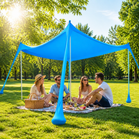 Tente de plage haut de gamme en Lycra, grand auvent familial avec conception stabilisée, cordes coupe-vent, abri de camping extérieur