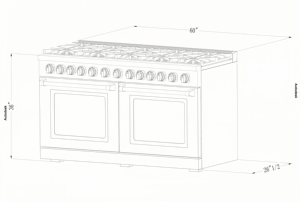 60" Freestanding Range Oven With Grill, <b>9</b> Burners, Cast <b>Iron</b> Grates With Seamless Welded Interior in Stainless Steel "Electric R - Product Image 3