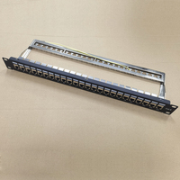 Panel Patch 24 Port Cat6 dengan Coupler STP Inline Keystone dan bilah belakang dapat dilepas