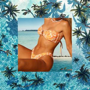 ชุดบิกินี่เอวสูงคุณภาพสูงสำหรับผู้หญิง ชุดว่ายน้ำแบบเปิดหลัง แห้งเร็ว ผ้าสแปนเด็กซ์ ลายเสือดาว ลายทาง และลายตัวอักษร - Product Image 1