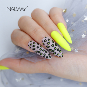 <span class=keywords><strong>Uñas</strong></span> postizas largas con estampado de leopardo, color <span class=keywords><strong>amarillo</strong></span> claro, cobertura completa, mate, Stiletto - Product Image 5