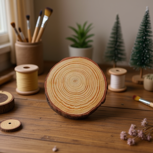 Base in legno ILAN 10-12 cm rotonda naturale per artigianato e decorazioni - Product Image 3