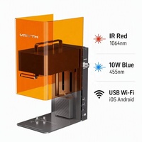 Machine de gravure laser portable de bureau mini double source pour numéros de série sur bois, 2W IR 10W Diode Bleue, marquage de bijoux, WiFi