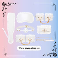 Ensemble de bondage sexy 7 pièces pour couples, kit BDSM en cuir PU et dentelle, menottes, bâillon, attaches de cheville, paddle, expédition discrète, emballage confidentiel