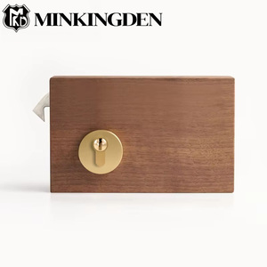 Serrure de porte coulissante en laiton massif doré satiné avec clés, poignée de verrouillage pour porte escamotable, ensemble de quincaillerie pour bureau de direction - Product Image 1