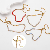 Bracelet ajustable en zircon micro-pavé, plaqué or 18 carats, acier inoxydable 304, bijoux minimalistes pour femmes, vente en gros