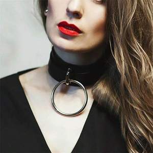 Punk Zwart Lederen O-Ring Kraag Gothic Choker Ketting Voor Meisjes En Vrouwen Bondage Kleding - Product Image 3