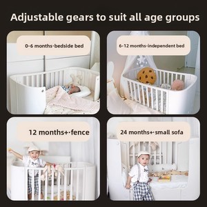Modern Portable <b>Foldable</b> <b>Plastic</b> Baby Crib Adjustable Splicing Bed Changing <b>Table</b> Playard for Newborns Toddlers Compact Home Use - Product Image 2