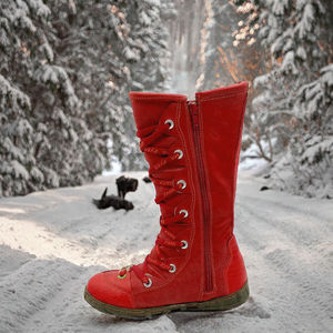 Bottes de randonnée d'hiver pour femmes à tige haute, doublure en fourrure épaisse, thermiques, en cuir véritable léger, semelle intérieure en EVA, résistantes à l'usure, prêtes pour le ski - Product Image 2