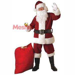 Costume de Père Noël rouge en velours de luxe, très vendu, pour homme, famille, adulte, fête, festival, cosplay de Noël - Product Image 3