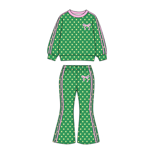 Conjunto de Ropa para Niñas Pequeñas, Sudadera con Lindos Puntos Coloridos, Pantalones a Rayas con Corte Acampanado, Pre-venta - Product Image 5