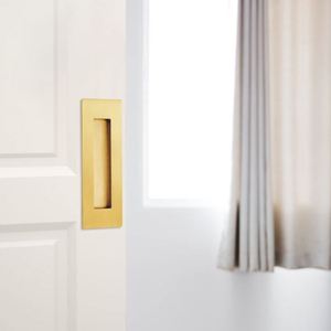 WEKIS Tiradores de Puerta Rectangulares Empotrados de Diseño Moderno de 6 Pulgadas, Herrajes de Acero al Carbono en Oro Cepillado para Puertas Correderas Empotradas - Product Image 4
