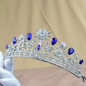 Crystal Teardrop Ivory <strong>Navy</strong> Rhinestone Hair <strong>Accessories</strong> Opulent Wedding Headdress Crown for Bride Diamond Hair Chain <strong>Accessory</strong> - Product Image 2