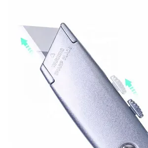 Cuchilla deslizante personalizada, cuchillo multiusos de aluminio, a presión, hoja retráctil automática, papelería, de bolsillo