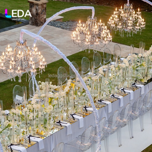 Lámpara de araña LEDA moderna de metal y hierro con forma de semicírculo, en negro/blanco/dorado, colores personalizados para eventos de boda, fiestas en interiores y exteriores - Product Image 6