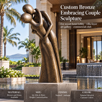Sculpture Romantique de Couple en Bronze, Statue Personnalisée d'Amoureux en Laiton et Cuivre Moulé par Cire Perdus pour Hall d'Hôtel, Villa, Galerie, Club