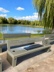 Banc intelligent urbain solaire, mobilier d'extérieur, tôle galvanisée, recharge sans fil pour téléphone portable, banc solaire pour parc - Product Image 4
