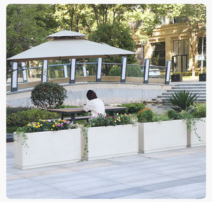 <span class=keywords><strong>Jardinière</strong></span> <span class=keywords><strong>rectangulaire</strong></span> en métal d'extérieur en aluminium, pots à fleurs en <span class=keywords><strong>béton</strong></span> simulé pour les jardinières d'espaces publics, <span class=keywords><strong>grande</strong></span> taille pour l'extérieur - Product Image 4