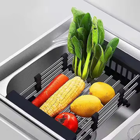 Égouttoir à vaisselle réglable Panier d'égouttage Organisateur de cuisine Étendoir à vaisselle extensible en acier inoxydable antirouille