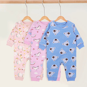 Automne nouveau-né dessin animé motif <span class=keywords><strong>combinaison</strong></span> enfants coton à manches longues Onesie barboteuse avec fermeture à bouton-pression pour bébé - Product Image 3