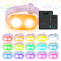 Bracelet LED super lumineux multi-fréquence, synchronisé, télécommandé DMX, NFC, en plastique, réglable, portée 500m, pour festival