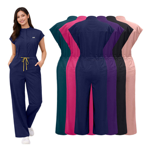 Uniforme Médico Personalizado con Logotipo, Mono <span class=keywords><strong>de</strong></span> <span class=keywords><strong>Trabajo</strong></span> Transpirable y Suave para SPA, con Cierre, Estilo Moderno, Pantalones Anchos para Enfermería - Product Image 1
