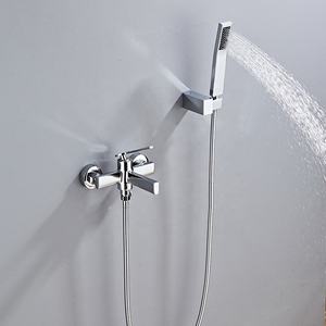 ชุดฝักบัวและก๊อกน้ำติดผนังแบบพกพา สีดำทองเหลือง สำหรับน้ำร้อนและน้ำเย็น - Product Image 5