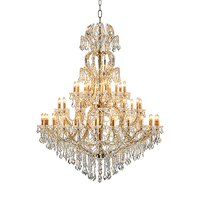 Lustre en cristal doré à plusieurs niveaux, grand modèle style bougie, luminaire suspendu pour villa, escalier, grand hall, lampe suspendue d'intérieur de luxe