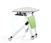 Mobilier de bureau en alliage d'aluminium pour ordinateur avec roulettes Table d'entraînement mobile pliable et rotative pour l'école