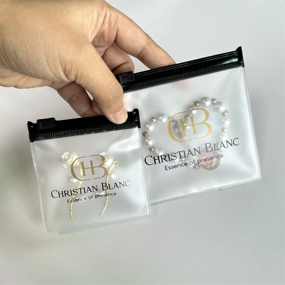 Подгонянный крошечный Матовый ПВХ мешок для ювелирных изделий закрывающийся маленький пластиковый прозрачный пакет с логотипом упаковка для ювелирных изделий