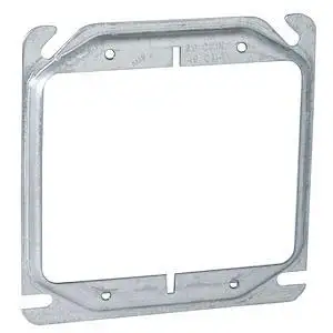 4 Inch Square 2-Device Covers 1/2" Raised Galvanized Steel Mud Ring Silver Drawn For Metal Box Cover Plaster Ring